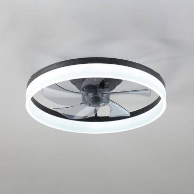 Ivy Bronx Modern Flush Mount Ceiling Fan with Dimmable LED Light